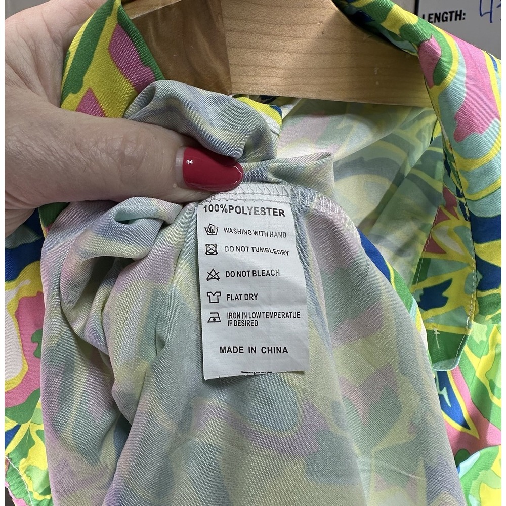 Sunday Up Shirt Dress Women's S Multicolor Pastel Abstract Sleeveless Belted - Picture 7 of 8